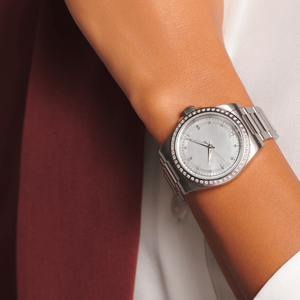 Montre mécanique automatique classique avec lunette sertie de diamants et bracelet en acier inoxydable pour femmes Longinesing - Product Image 4