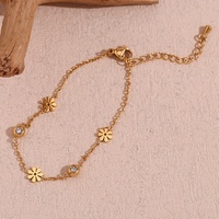 Pulsera de Zirconia con Diseño Floral, Primavera 2025, Joyería Resistente al Agua, Chapada en Oro, de Acero Inoxidable