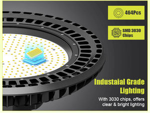 إضاءة صناعية عالية السطوع 100 واط 150 واط 240 واط 300 واط 400 واط 500 واط IP65 تركيب دائري معلق إضاءة للمستودعات والمتاجر مصباح LED عالي السطوع على شكل طائرة بدون طيار - Product Image 2