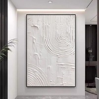 Peinture à l'huile sur toile texturée à la main abstraite de style minimaliste blanc moderne pour la décoration d'art mural d'hôtel à la maison