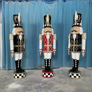 Escultura de Soldado <span class=keywords><strong>Cascanueces</strong></span> de Fibra de Vidrio de Tamaño Real, Estatua de <span class=keywords><strong>Cascanueces</strong></span> Multicolor para Decoración Navideña y Diseño de Escaparates - Product Image 1