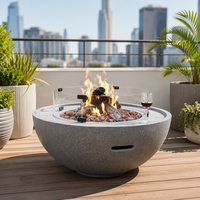 Table de foyer au gaz ronde en GFRC pour chauffage extérieur de jardin/patio avec BTU55000-65000