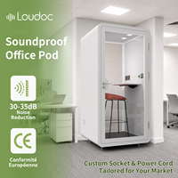Cabine insonorisée pour bureau, 1 personne, pour appels téléphoniques, diffusion en direct, 35 dB, prise de courant, ventilation, éclairage