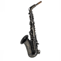 Professional Eb Alto Saxophone Matte Black Nickel Keys Hand Engraved Brass Body Woodwind Instrument for Performance