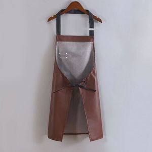 High-End Men's Women's Soft Leather PU Bib <b>Apron</b> Fashionable Waterproof Oil-Proof <b>Kitchen</b> Cooking Work Waist New Fashionable - Product Image 4
