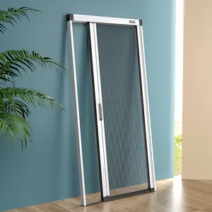 High quality zanzariere bug screens sliding pleated mesh retractable screen trackless screen door