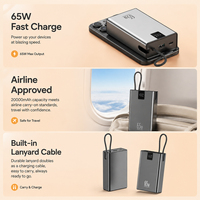 Batterie externe magnétique 20000mAh, charge rapide 65W, chargeur portable avec câble intégré, écran numérique, boîtier en alliage pour ordinateur portable