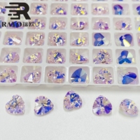 Strass en verre K9 de haute qualité en forme de cœur à dos pointu, non thermocollants, en vrac pour robes de mariée et bijoux, écologiques