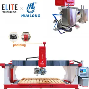 HUALONG stone machinery HKNC 5 axis cnc bridge saw cutting stone 5 axis Granite CNC Machine per controsoffitti tombstone