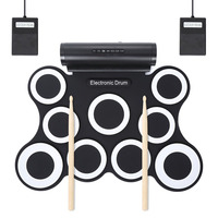 Batterie électronique pliable à 9 pads en silicone, kit de batterie électronique enroulable avec deux haut-parleurs intégrés, vente en gros d'usine, personnalisable