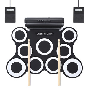 Batería Electrónica Plegable de 9 Piezas, <span class=keywords><strong>Kit</strong></span> de Batería Electrónica Enrollable de Silicona con Dos Altavoces Integrados, Venta al por Mayor de Fábrica, Personalizable - Product Image 1