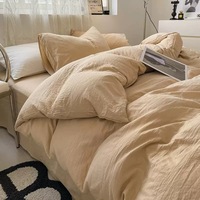 Parure de lit en coton lavé 200TC 32S de haute qualité, ensemble de housse de couette 100% coton, ensemble de draps
