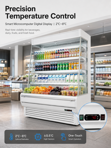Multi functional vertical open air curtain cabinets and fresh supermarket <b>refrigerated</b> cabinets wholesale - Product Image 6