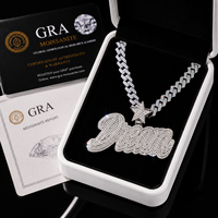 Collier unisexe en argent 925 avec pendentif lettre cursive 'Dream' entièrement pavé de moissanite VVS1 et chaîne cubaine étoilée, bijou de déclaration, cadeau, joaillerie fine