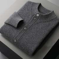 Hochwertiger Großhandel Maßgefertigter Warmer Kaschmir-Cardigan Klassischer Knopf-Kaschmirpullover für Herren