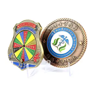 Custom Metal Zinc Alloy 3d Enamel Spin Rotating Souvenir Customization Spinner Spinning Challenge Coin