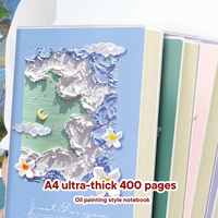 Cuaderno grueso estilo pintura al óleo de moda personalizada, cubierta de goma suave, cuaderno planificador de alta apariencia Ins