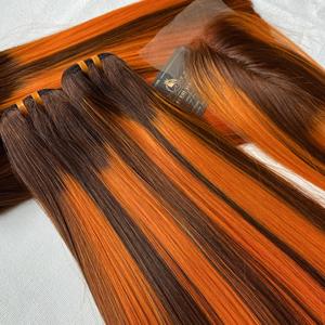 GRANDE VENTE: Bone Straight Piano Orange Couleurs 12 Pouces en Stock Cheveux Vietnamiens pour Femmes Noires - Product Image 3
