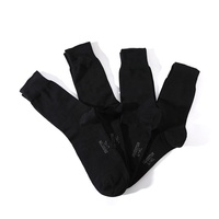 Chaussettes habillées noires élastiques écologiques de qualité supérieure pour hommes, absorbant la transpiration, avec logo personnalisé, pour uniforme, vente en gros