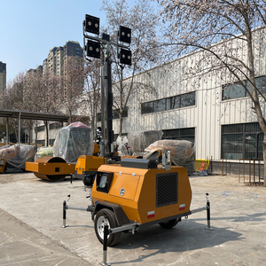 Tour d'éclairage LED portable 5m 7m 8m 9m, mobile sur remorque, à levage manuel, pour l'exploitation minière - Product Image 1