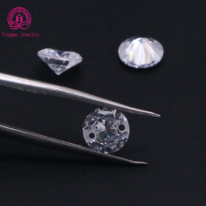 Tổng hợp hạt đá quý trắng rõ ràng hình tròn <span class=keywords><strong>CZ</strong></span> Stones làm đôi lỗ trắng Cubic Zirconia với làm 2 lỗ - Product Image 1