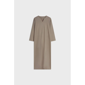 Teal <strong>Linen</strong> Silk Side Ruched <strong>Maxi</strong> <strong>Dress</strong> Traditional Khimar Hijab Breathable Two-Piece Set Sleeves ODM/Ready Supply - Product Image 2