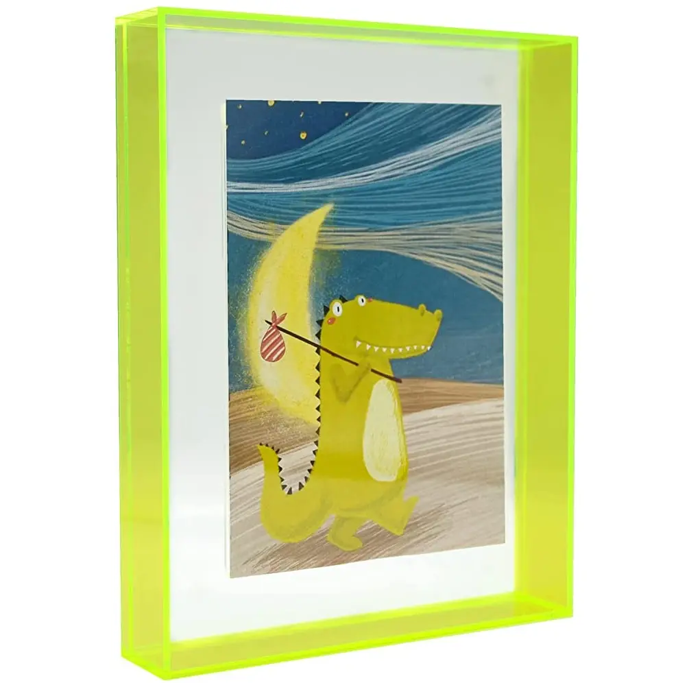 Wand montage oder Tischplatte Foto rahmen Display Bilderrahmen Klar gefärbtes Acryl Dekorativ 4x6 Zoll fluor zierend gelb grün