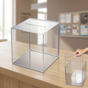 Wholesale Acrylic Suggestion Box with <b>Lock</b> - <b>Dual</b> Purpose Donation and Comment Collection Box for Public Areas - Product Image 1