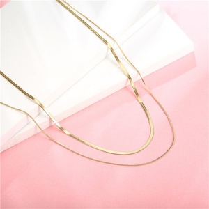 Wholesale Herringbone Chain 18K Gold Plated <b>Choker</b> Necklace Jewelry Stainless Steel Customized Snake Chain Women Necklace - Product Image 4