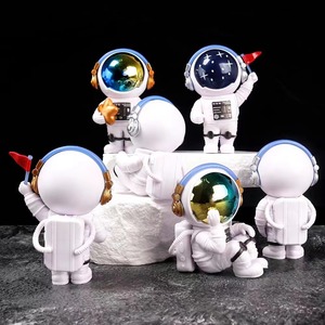 Astronaut Cake Toppers PVC Set Starry Blue Electroplated Reusable Birthday Party Decorations - Product Image 2