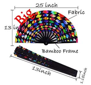 Prix d'usine, vente en gros personnalisée, grand éventail pliant en tissu de bambou, pour soirée, boîte de nuit, <span class=keywords><strong>DJ</strong></span>, avec logo imprimé, cadeau promotionnel d'été - Product Image 3