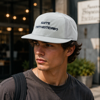 Gorra de Béisbol Personalizada con Letras Bordadas Vintage, Estilo Oxford Twill, Visera Plana, Color Gris Claro, 6 Paneles, Deportiva, Streetwear, Unisex