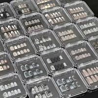 Boîte d'emballage transparente en acrylique pour faux ongles, avec couvercle rabattable, étui de rangement pour pointes d'ongles, boîte de présentation pour salon et usage domestique