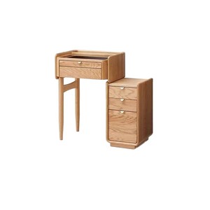 Solid Wood Dressing <b>Table</b> Oak Natural Color With Mirror Bedroom Makeup Storage Nordic Style Multi Functional - Product Image 5