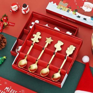 Ensemble de couverts métalliques de Noël, comprenant des cuillères et des fourchettes pour le café, le thé, les desserts, accessoires de fête dans un coffret cadeau élégant - Product Image 2