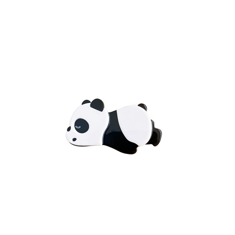Acetic Acid Board Cute Little Panda Hair Clip Cartoon Broken Hair Clip High Elasticity for Tied Ponytail Sweet Style Hair Loop