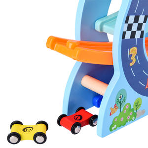 Pista de carreras de rampa de coche deslizante de madera de color en forma de U juguete para niños juguetes educativos de aprendizaje - Product Image 4