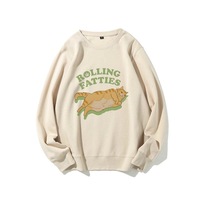 Sweat-shirts à col rond en coton mélangé, impression personnalisée, chat mignon, vêtements de travail, prix bas, 300 GSM, 10 couleurs