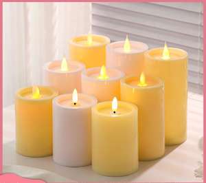 Ivoire Blanc En Plastique Réaliste Scintillement Faux Électrique LED Lumières Pilier Scintillement Sans Flamme LED Bougies - Product Image 2