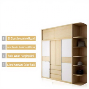 Huide <b>Sliding</b> Door Wardrobe Modern Simple Design Space Saving Bedroom Storage Cabinet For Home <b>Small</b> Apartment Rental Room - Product Image 3