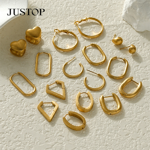 Trending <b>Hook</b> Hoop <b>Earrings</b> Stainless Steel 18K Gold Plated Waterproof Hypoallergenic Women's Jewelry - Product Image 1