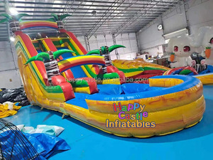 2024 điên đôi làn đường trượt nước 30ft với hồ bơi tách rời đồ chơi bơm hơi phụ kiện lâu đài bơm hơi với Slide - Product Image 6