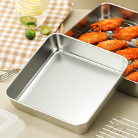 Plateau de cuisson carré commercial en acier inoxydable 304, bac de four, plateau de service et de stockage alimentaire avec grille, robuste, vente en gros