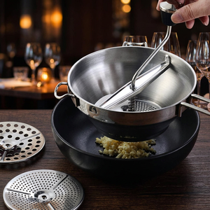 En stock, moulin à aliments en acier inoxydable, hachoir manuel pour légumes avec 3 disques interchangeables, moulin à aliments de cuisine 1,5 L - Product Image 1