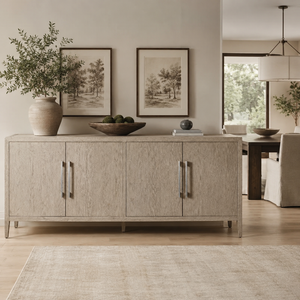 Buffet/Credenza moderne minimaliste en chêne cerisé à 4 portes pour salon, salle à manger, maison contemporaine - Product Image 1