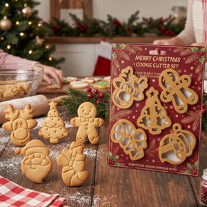 Juego de 5 Cortadores de Galletas Navideños de Plástico Moldeado por Inyección, Molde Personalizado <span class=keywords><strong>para</strong></span> Galletas, Sello <span class=keywords><strong>para</strong></span> Fondant, <span class=keywords><strong>para</strong></span> Hornear en Fiestas - Product Image 1