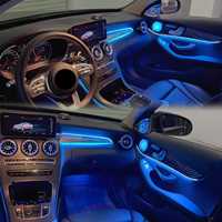 Couverture de haut-parleur avec éclairage ambiant 64 couleurs pour voitures LHD/RHD, compatible avec Mercedes-Benz Classe C/GLC W205 2015-2021, accessoires d'éclairage LED intérieur, mise à niveau