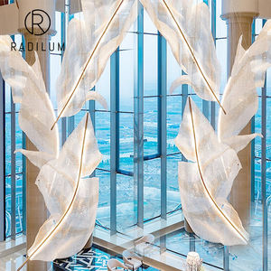 Grand <span class=keywords><strong>Lustre</strong></span> en Verre de Luxe Artistique Personnalisé pour Hall Moderne, Vente en Gros, Production OEM, Direct Usine, <span class=keywords><strong>Lustre</strong></span> en Verre Feuilles Tombantes - Product Image 1