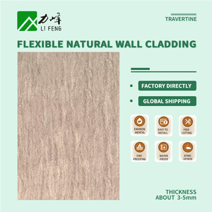 Piastrelle in <span class=keywords><strong>Pietra</strong></span> dal Design Moderno in Materiale Flessibile, Grandi Lastre <span class=keywords><strong>di</strong></span> Travertino <span class=keywords><strong>per</strong></span> Uso <span class=keywords><strong>Esterno</strong></span> - Product Image 5