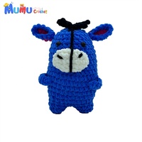Amigurumi âne bleu au crochet fait main, peluche d'accompagnement émotionnel, compagnon de bureau, cadeau, vente en gros, logo personnalisé, OEM, ODM